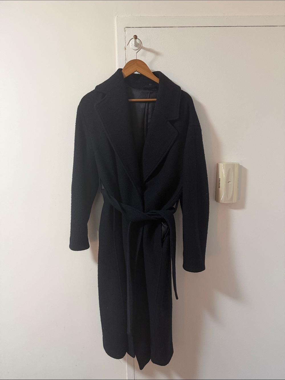 & Other Stories Navy Voluminous Wool Belted Coat Size Medium